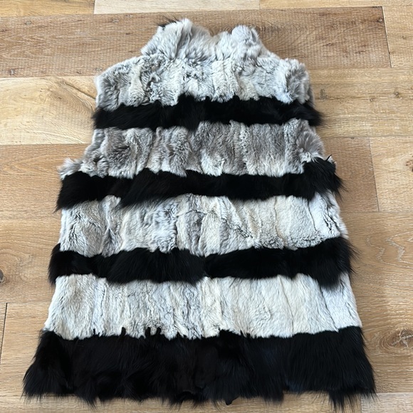 Kemo Sabe Black White Gray Rabbit Fur Vest S - Picture 4 of 8